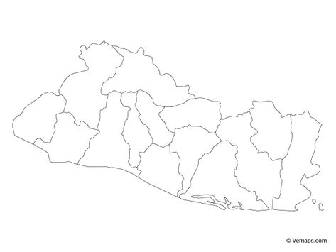 Outline Map of El Salvador with Departments El Salvador Map Art, El Salvador Map, Maps Aesthetic, Map Outline, Beautiful Body, Map Vector, Map Art, Free Printables, Body Art