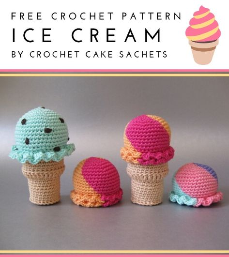 Free Crochet Patterns | Free Crochet Pattern Ice Cream • Free Crochet Patterns Free Crochet Dessert Patterns, Crochet Macaroons Free Pattern, Free Food Amigurumi Patterns, Free Crochet Patterns Doll, Crochet Baked Goods, Crochet Play Food Free Pattern Kids, Quick Easy Amigurumi, Crochet Macaron Pattern Free, Crochet Toy Food Free Pattern