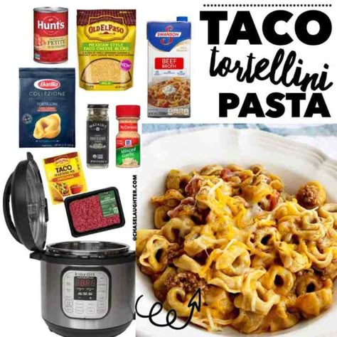 Pressure Cooker Tortellini Recipes, Ground Beef Tortellini Recipes Instant Pot, Tortellini Taco Pasta, Instant Pot Recipes Tortellini, Taco Tortellini, Instapot Ideas, Mold Recipes, Instant Pot Pasta Recipe, Favorite Pasta Recipes