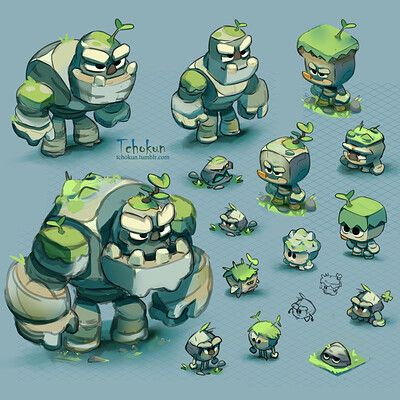 Rock Golem Character Design, Golem Character Design, Golem Concept Art, Golem Art, Rock Golem, 3d Karakter, 8bit Art, Creature Drawings, Pixel Art Design