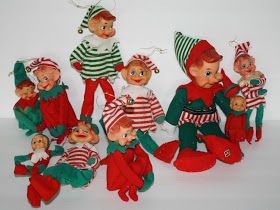 Vintage Goodness - A Blog For All The Vintage Geeks: Vintage knee hugger elves for Elf on the Shelf! Yule Decor, Elf Christmas Decorations, Vintage Pixie, Elf Yourself, Cotton Ornaments, Retro Christmas Decorations, Elf Me, Vintage Decorating, Knee Hugger