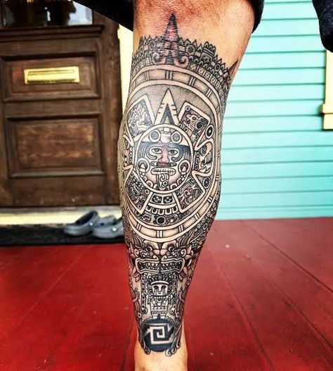 Mexican Tattoo Ideas For Men Aztec Leg, Tattoo Ideas For Men Aztec, Aztec Sleeve Tattoos, Mexican Tattoo Ideas For Men, Mexican Tattoo Ideas, Sleeve Tattoos Men, Aztec Sleeve, Aztec Tattoos Sleeve, Tattoos Leg