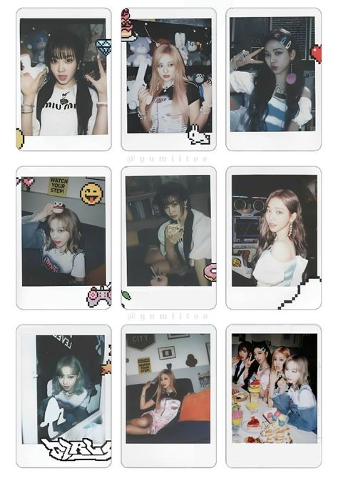 Kpop Polaroid Printable, Aespa Polaroid, Aespa Photocards, Kpop Polaroid, Polaroid Template, Photo Card, Sticker Sheets, Photo Cards, Photo Book