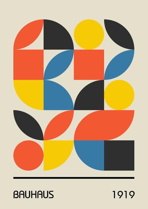 Abstract Geometric Design, Bold Architecture, Bauhaus Graphic Design, Basic Shapes Design, Wall Art Template, Bauhaus Posters, Bold Minimalism, Posters Modern, Geo Design