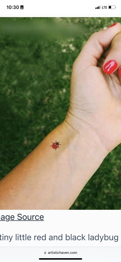 Bumble Bee And Ladybug Tattoo, Ladybug Tattoo On Wrist, Ladybug Wrist Tattoo, Red Ladybug Tattoo, Ladybug Tattoo Small Simple, Ladybug Tatoos, Small Ladybug Tattoo, Tattoos In Other Languages, Ladybird Tattoo