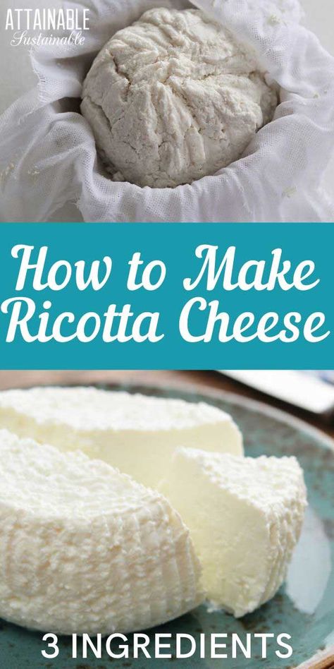 Making Ricotta Cheese, Make Ricotta Cheese, Homemade Ricotta Cheese, Cheese Recipes Homemade, Cheese Making Recipes, Ricotta Cheese Recipes, Cheese At Home, Homemade Ricotta, Diy Cheese