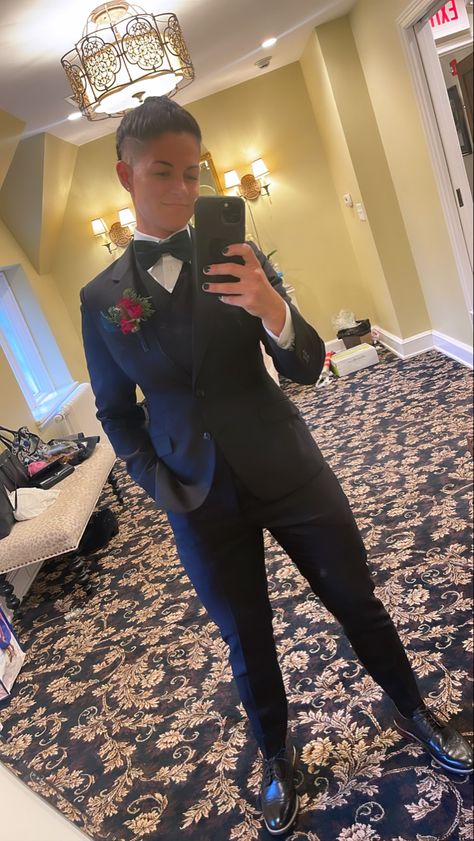 I had this suit made for my cusions wedding. Not many pictures of women i. Suits so I thought I would share!! Had it made at Morroni Customs suits in NJ Masc Lesbian Suit Prom, Suits Lesbian, Lesbian Tuxedo Wedding, Masc Women In Suits, Female Suit Wedding, Masc Lesbian Wedding Suit, Lesbian Suits Wedding, Lesbian Wedding All Black Suit, Blue Groomsmen Attire