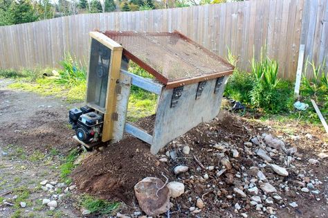 Picture of Homemade soil screener/sifter with used tire springs Dirt Sifter, Soil Sifter, Barn Door Tv Stand, Backyard Activities, Tractor Idea, Tractor Implements, Tractor Attachments, Farm Tools, Yard Decorations