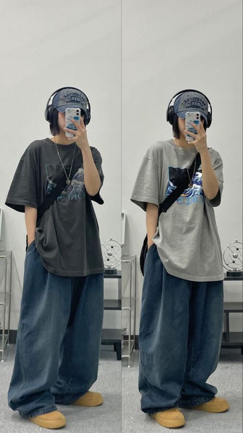 Asian Street Wear Aesthetic, Baggy Outfit For Summer, Y2k Hat Outfit, Summer Baggy Outfits, Summer Outfits Tomboy, Baggy Clothes Outfit Aesthetic, Streetwear Spring Outfits, Outfit Ideas Tomboy, Tomgirl Outfits