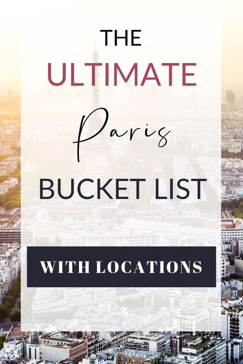 The Ultimate Paris Bucket List with the exact locations to each place! Free Printable attached! Paris Bucket List Guide for the perfect Paris Itinerary, things to do in Paris, and Paris Travel Photography. #paristravel #parisbucketlist #paris Paris Study Abroad, Bucket List Challenge, Eiffel Tower Pictures, Paris Bucket List, Paris Travel Photography, Bucket List Book, Lifestyle Entrepreneur, European Road Trip, Things To Do In Paris