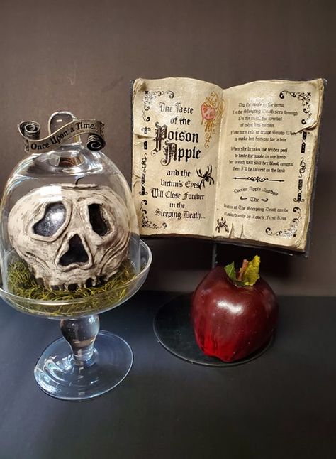 Evil Queen Party Decorations, Evil Queen Decorations, Poison Apple Wreath, Poison Apple Diy, Disney Villains Halloween Decorations, Evil Queen Halloween Decorations, Poison Apple Halloween Decor, Diy Poison Apple Decoration, Evil Queen Decor