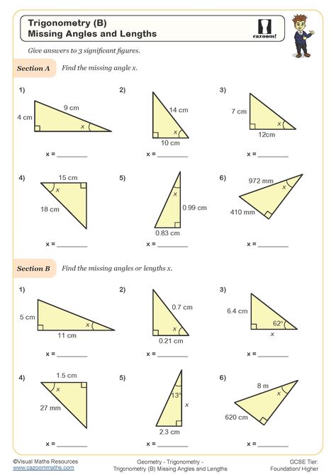 Soh Cah Toa, Trigonometric Ratios, Trigonometry Worksheets, Triangle Math, Handwriting Worksheet, Angles Worksheet, Teaching Math Strategies, Geometry Worksheets, Money Worksheets