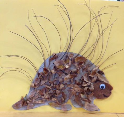 Porcupine craft by Pamela J. Wilonski Mammals Crafts Preschool, Porcupine Craft Preschool, Porcupine Craft, Kindergarten Enrichment, Wilderness Animals, Camp Theme, Montessori Art, Toddler Arts And Crafts, Preschool Arts And Crafts