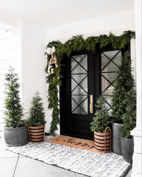 I love the way my front porch turned out for the season! #amazon #potterybarnhack #target #targethomedecor #terrain #michaels #mcgeeandco #studiomcgee #etsy #homedepotxmasdecoration Front Door Christmas Decorations, Christmas Tours, Christmas Front Porch, Christmas Front Doors, Christmas Porch Decor, Christmas Porch, Modern Christmas, Front Door Decor, Christmas Inspiration