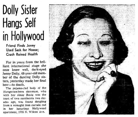 Though once one of the biggest stars Jennie Dolly had a most unhappy ending. #hollywood #dancer #dollysisters Dolly Sisters, Sisters Images, Ziegfeld Follies, Rose And Rosie, People Of Interest, Identical Twins, Dark Eyes, Big Star, Women In History