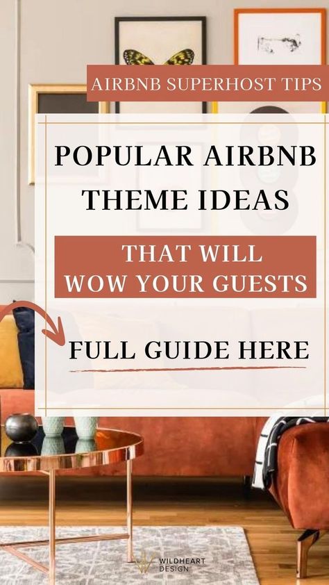 Discover the most popular Airbnb themes! Dive into a world where Airbnb interior design meets creativity, from boho-themed rooms to modern spaces and rustic retreats. As an Airbnb host, learn how to apply these design concepts to your short-term rental, enhancing guest experiences with thematic decor. Get ready to transform your vacation rental property into a unique space. Airbnb Theme Room Ideas, Airbnb Apartments Interior Design, How To Decorate An Airbnb, Airbnb Room Ideas, Airbnb Decor Room Ideas Living Room, Air Bnb Ideas Decor Living Room, Airbnb Theme Ideas, Airbnb Living Room Ideas, Short Term Rental Decor