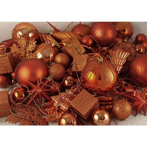 125-Piece Club Pack of Shatterproof Burnt Orange Christmas Ornaments Orange Christmas Decorations, Burnt Orange Christmas, Orange Christmas Ornaments, Orange Christmas Decor, Orange Christmas Tree, Pretty Christmas Ornaments, Orange Ornaments, Copper Ornaments, Copper Christmas