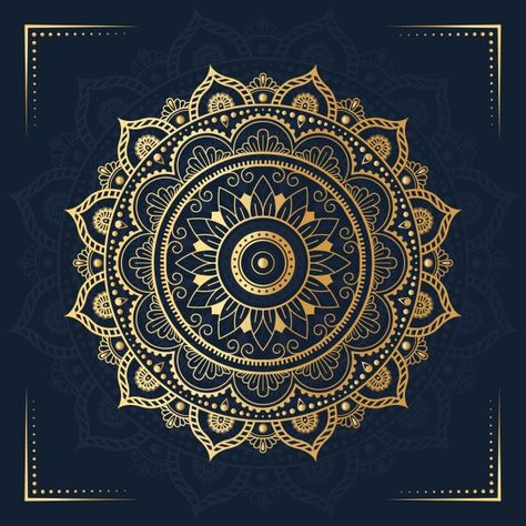 Luxury mandala with islamic arabesque Pr... | Premium Vector #Freepik #vector #flower #floral #abstract #border Round Mandala, Mandala Boho, Colorful Mandala, Mandala Background, Visiting Card Design, Mandala Design Pattern, Gold Leaf Art, Mandala Art Lesson, Mandala Wall Art