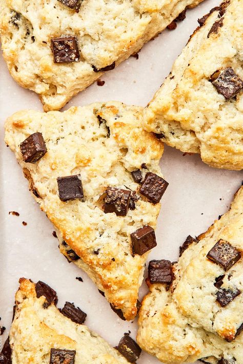 Soft, light, and just sweet enough, chocolate chip sourdough scones have a delicious slight tang from added starter and can be fermented overnight. Chocolate Chip Sourdough, Sourdough Scones, No Egg Desserts, Sourdough Bread Sandwiches, Sourdough Sandwich, Scones Ingredients, Cinnamon Raisin, Chocolate Chip Recipes, Pastry Blender