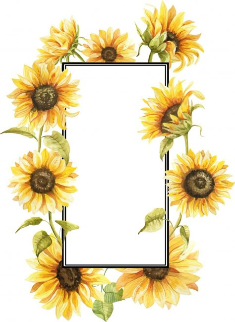 Watercolor frame with sunflower hand pai... | Premium Vector #Freepik #vector Sunflower Border, Printable Sunflower, Pretty Phone Backgrounds, Sunflower Illustration, Watercolor Frame, Iphone Wallpaper Vsco, Sunflowers And Daisies, Painted Illustration, Procreate Ipad Art