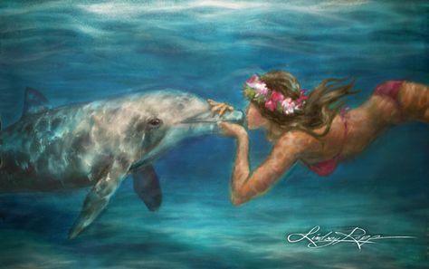 Aloha Dolphin Lindsay Rapp, Dolphin Art, Tape Art, Mermaid Life, Water Art, Just Breathe, Mermaid Art, Tropical Fish, Just For Fun