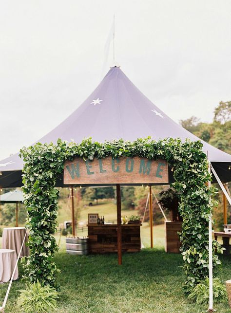 A @sperrytents is the perfect way to mark the cocktail hour as a distinct event. Fun decor encouraged! http://southernweddings.com/2016/06/03/7-ideas-for-a-tent-at-your-wedding-besides-your-reception/ Wedding Tent Decor, Outdoor Wedding Entrance, Wedding Tent Decorations, Tent Decor, Wedding Space, Reception Entrance, Garland Wedding Decor, Wedding Entrance Decor, Rustic Outdoor Wedding