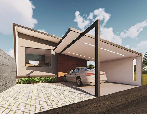 The 50+ Best Carport Ideas - The Ideal Space for Storing Your Pride and Joy - Next Luxury Car Porch Design, Building A Carport, Modern Carport, Garage Extension, Diy Carport, Porch Design Ideas, Carport Canopy, Double Carport, Garage Exterior