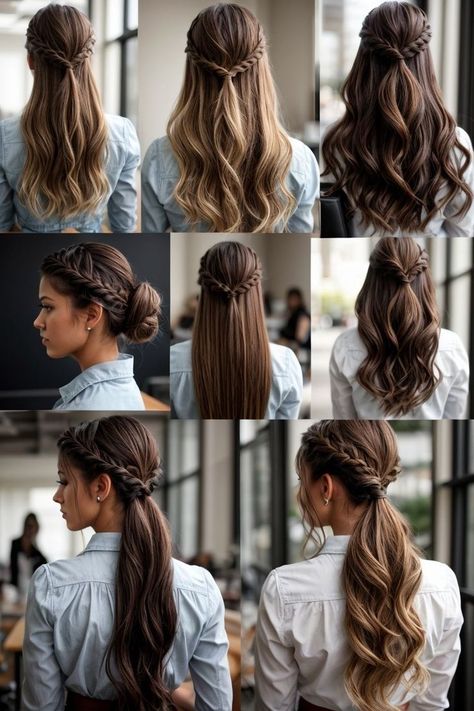 Hairstyle Examples, Cute Quick Hairstyles, Easy Hairstyles For Thick Hair, Hair Inspiration Long, Long Hair Wedding Styles, Hairstyles For Thick Hair, Peinados Fáciles Para Cabello Corto, Hair Tutorials Easy, Hair Up Styles