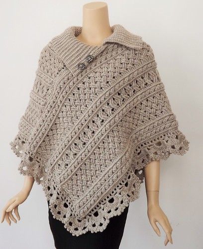 35 Inishmann Poncho by Bonnie Barker | CGOA 2014 Design Comp… | Flickr Poncho Patterns, Crocheted Shawl, Poncho Design, Crochet Cape, Crochet Poncho Free Pattern, Poncho Crochet, Crochet Poncho Patterns, Crochet Shrug, Poncho Pattern