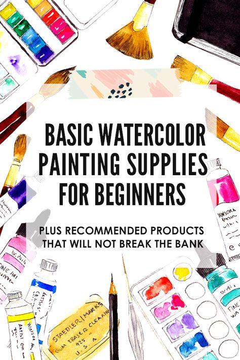 Beginner Watercolor Supplies, Watercolour Supplies For Beginners, Watercolor Subjects For Beginners, Watercolor Tools For Beginners, Watercolor Supplies For Beginners, Beginner Art Supplies, Watercolor Art Supplies, Watercolor Accessories, Basic Watercolor Painting