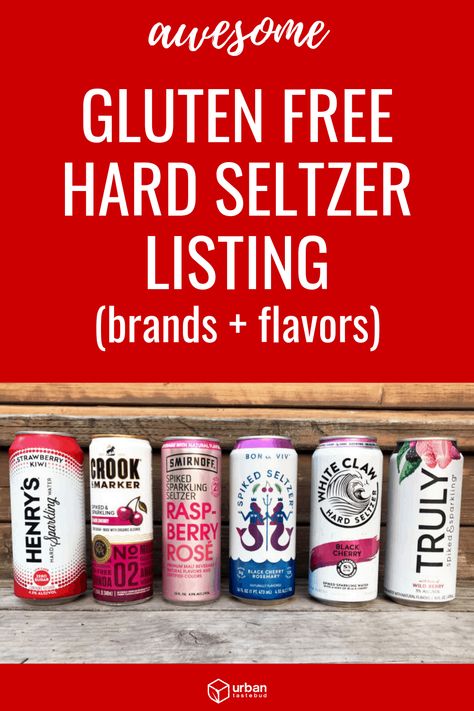 Gluten Free Hard Seltzer List #glutenfree #hardseltzer #glutenfreealcohol #alcohol #seltzer #whiteclaw #gf Gluten Free Alcoholic Drinks, Gluten Recipes, Canned Cocktails, Gluten Free Drinks, Gluten Free Alcohol, Gluten Free Beer, Pan Sin Gluten, White Claw, Blueberry Lemonade