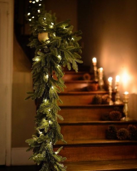 Sharon Santoni on Instagram: “On the blog today, decorating for the holidays and starting with the staircase and this lovely faux garland  #ad @balsamhilluk…” Garland On Stairs, Zara Home Christmas, Christmas Garland On Stairs, Sharon Santoni, Christmas Stairs, Christmas Staircase, My French Country Home, Elegant Christmas Decor, Christmas Wreaths & Garlands