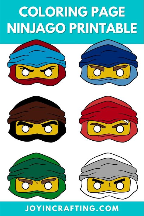 I made a Ninjago mask coloring page printable for kids. You can cut out the template and turn it into a mask. Choose between colored or outline templates. Lego Mask Printable, Ninjago Craft, Ninjago Mask, Ninjago Masks, Ninjago Printable, Lego Ninjago Party, Ninjago Coloring Pages, Ninjago Birthday Party, Ninja Mask