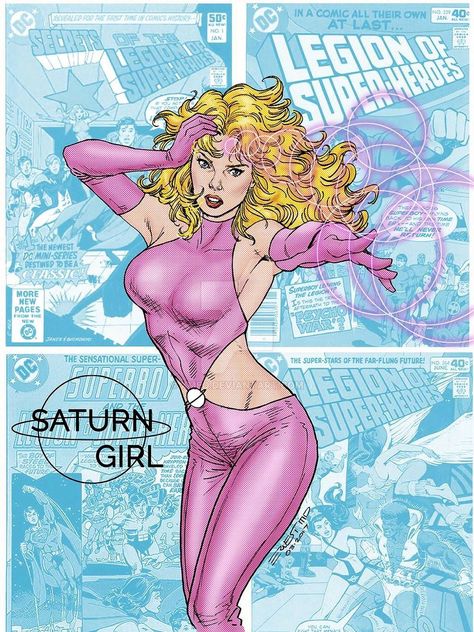 Saturn Girl (pantsuit version) by Ernest Caritativo Saturn Girl Dc, Saturn Girl, Legion Of Superheroes, Children's Comics, Dc Comic Books, Marvel Comic Universe, Super Heroes, Marvel Comics, Art Inspo