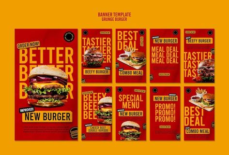 New Menu Launch Poster, Fast Food Graphic Design, Burger Graphic Design, Burger Flyer Design, Starbucks Poster, Burger Instagram, Fast Food Poster, Menu Burger, Instagram Stories Template