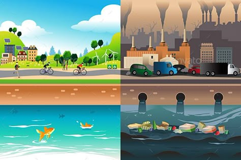 Week 9. Cities that invest in car free options for transportation, as well as mass transit are much healthier overall Water Pollution Poster, Polluted City, Air Pollution Poster, Save Earth Drawing, City Clean, Earth Drawings, Hipster Background, Nurse Art, City Vector