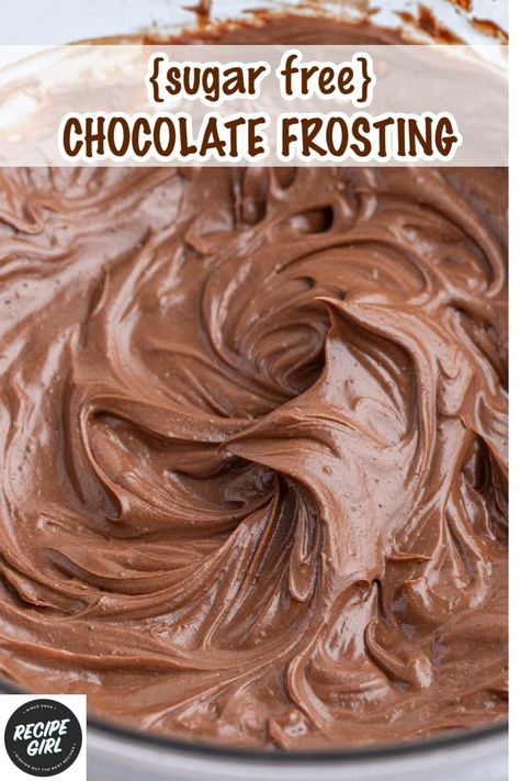 Sugar Free Chocolate Frosting recipe from RecipeGirl.com Sugar Free Icing Recipe Frostings, Sugar Free Cupcake Recipes, Sugar Free Chocolate Frosting, Sugar Free Frosting Recipe, Cupcakes For A Wedding, Keto Frosting, Sugar Free Cupcakes, Sugar Free Icing, Sugar Free Cookie Recipes