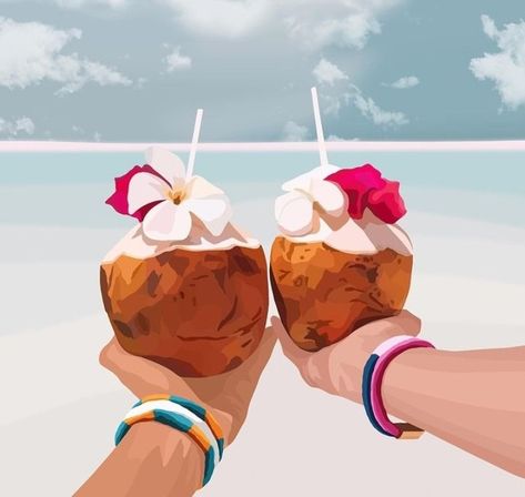 Vector Beach Illustration, Sketchbook Diary, Painting Mood, Fair Rides, Tropical Illustration, Cute Summer Wallpapers, Beach Illustration, Wedding Illustration, Instagram My Story