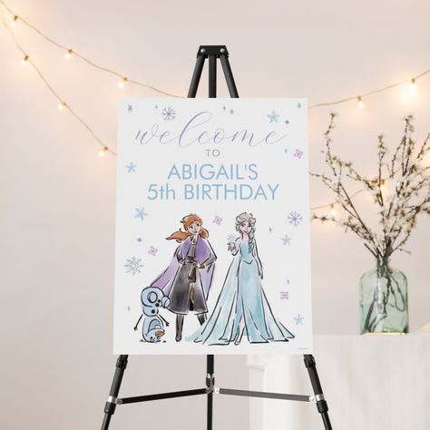 Disney's Frozen Birthday Welcome Foam Board Frozen Birthday Party Centerpieces, Frozen Birthday Sign, Frozen Party Backdrop, Elsa Anna And Olaf, Anna And Olaf, Frozen Snowflake, Disney Frozen Birthday, Frozen Themed Birthday Party, Beloved Movie