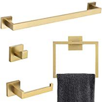 Gold Bathroom Accessories, Steel Bath, Towel Holder Bathroom, Bathroom Hardware Set, Bathroom Towel Bar, Gold Bathroom, Shower Curtain Rods, Towel Ring, Bath Hardware