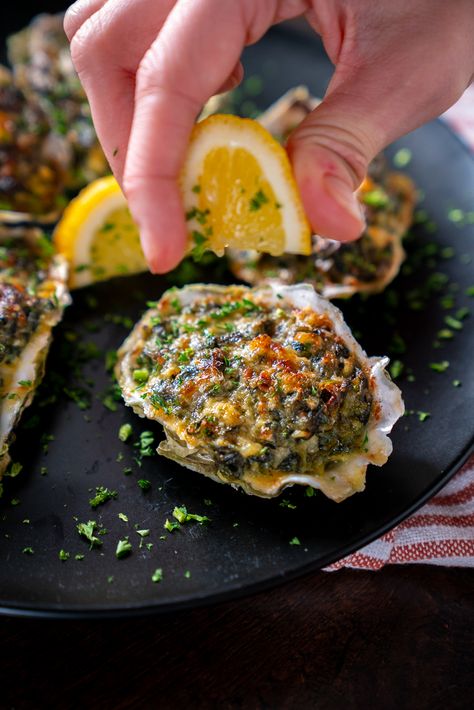 Oysters Rockefeller | 12 Tomatoes Baked Oyster Recipes, Oyster Rockefeller, Baked Oysters, Cooked Oysters, Oysters Rockefeller, Best Oysters, Grilled Oysters, Oyster Recipes, Cajun Creole Recipes