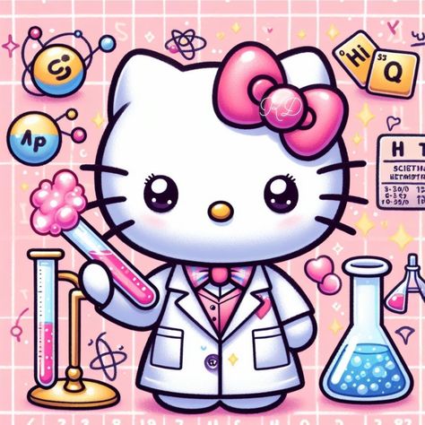 Hello Kitty Periodic Table, Nurse Barbie, Snoopy Halloween, Stickers Kawaii, Kitty Drawing, Hello Kitty Drawing, Hello Kitty Cartoon, Hello Kitty Pictures, Fairy Art