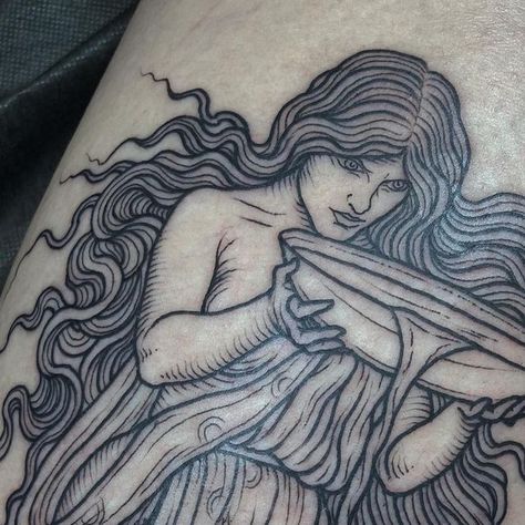 Circe Tattoo Simple, Ophelia Tattoo, Circe Invidiosa, Simple Tattoos, Tattoos And Piercings, Blackwork, Tatting, Piercings, Tattoos