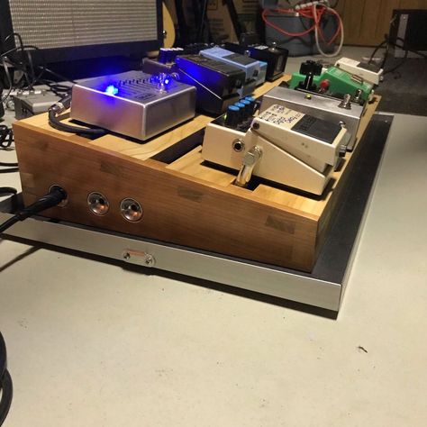 Photo from a while back of the pedalboard getting its first use.  Cherry and Ash with @westcoastpedalboard electrical components. #custompedalboard #pedalboard #guitarpedals #basspedalboard #basspedals #fxpedals #effectspedals #cherry #ash #dovetail #dovetails #mortiseandtenon Homemade Pedalboard, Wood Pedalboard, Shoegaze Pedalboard, Guitar Pedal Board, Guitar Pedal Boards, Pedal Boards, Hx Stomp Pedalboard, Bass Pedals, Guitar Rack