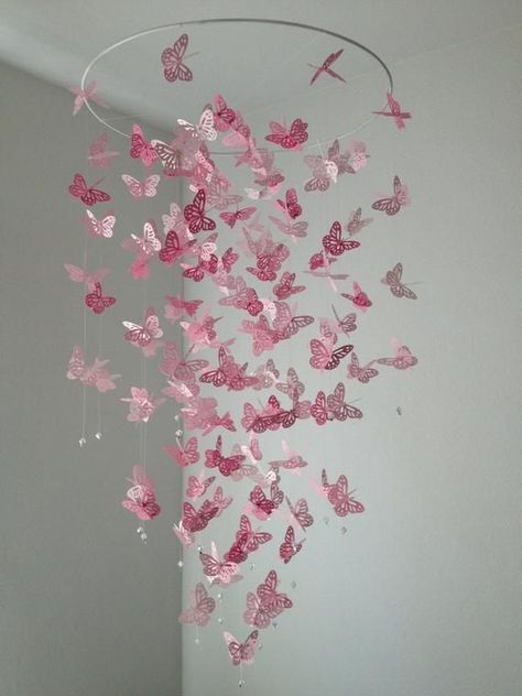 Butterfly Chandeliers, Origami Mobile, Butterfly Nursery, Butterfly Mobile, Pink Nursery Decor, Diy Bebe, Mobile Baby