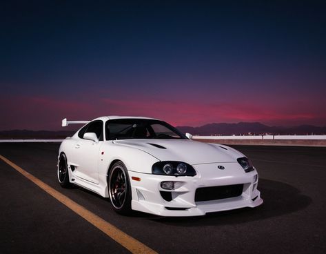 White Toyota Supra underneath beautiful sky White Supra, Toyota Supra, Beautiful Sky, Transportation, Toyota, Cars, White