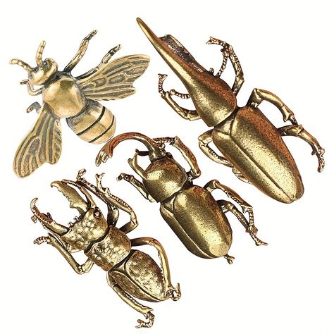 Faster shipping. Better service Beetle Decorations, Insect Decor, Bureau Decor, Home Office Garden, Brass Animals, Long Horn, Metal Animal, Brass Figurines, Vintage Sculpture