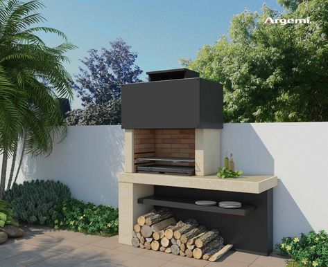 Barbacoa Jardin, Barbeque Design, Modern Outdoor Fireplace, Outdoor Bbq Area, Barbecue Design, Outdoor Barbeque, Outdoor Kitchen Decor, Outdoor Fireplace Patio, Outdoor Kitchen Plans