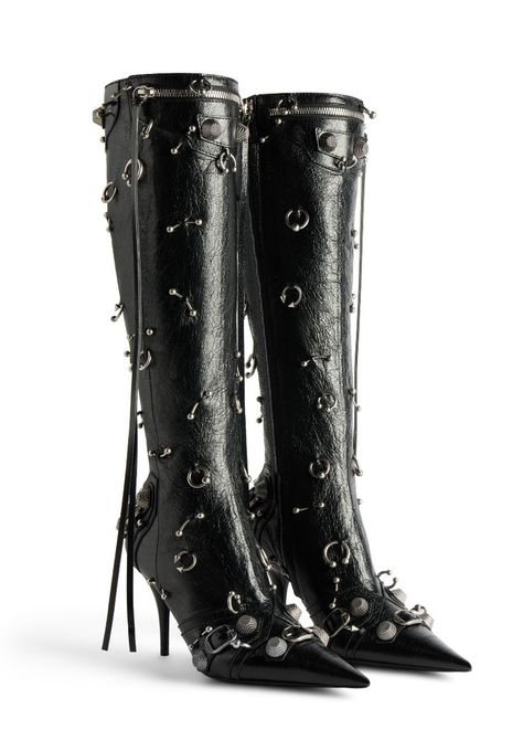 Goth Diy, Goth Wardrobe, Pointed Boots, Black Balenciaga, Boots Woman, Girls Heels, Shoes Boots Ankle, Pointed Toe Boots, Balenciaga Shoes