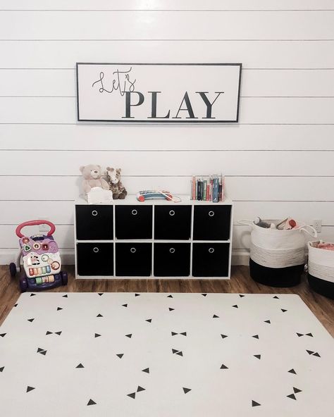 Accent Wall Playroom, Painted Shiplap Walls, Painted Shiplap, Farmhouse Playroom, Painting Shiplap, Shiplap Walls, Shiplap Accent Wall, Farmhouse Homes, Ship Lap Walls